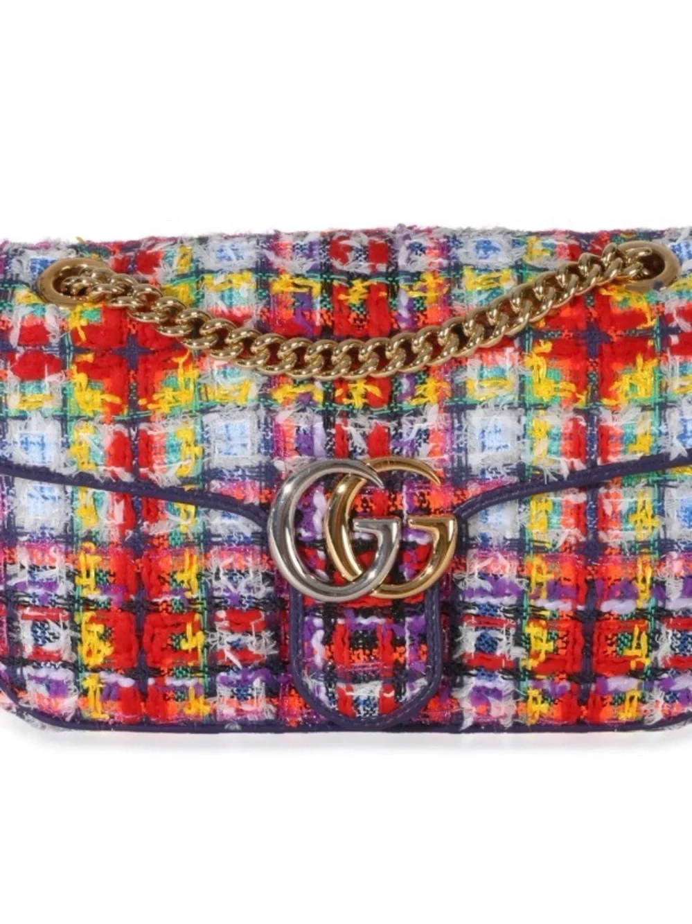 Gucci Multicolor Tweed Shoulder Bag with Double G